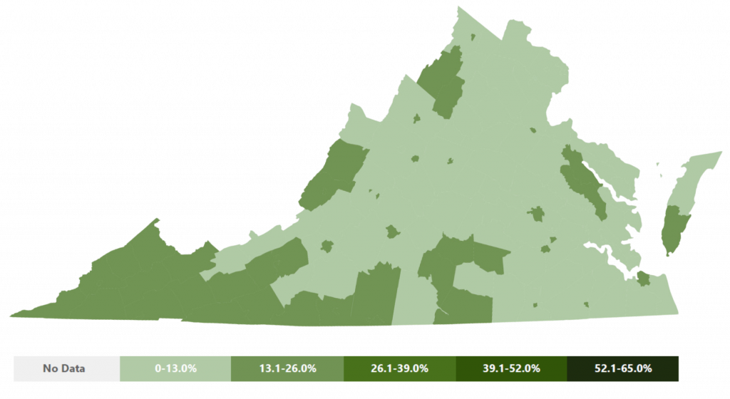 Map of Virginia Food Insecurity Rates